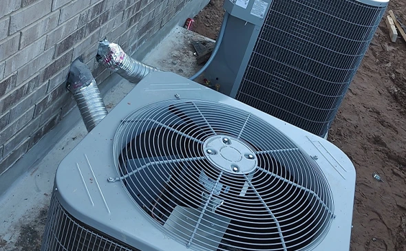 New HVAC unit fan after professional installation in Fort Worth, TX.
